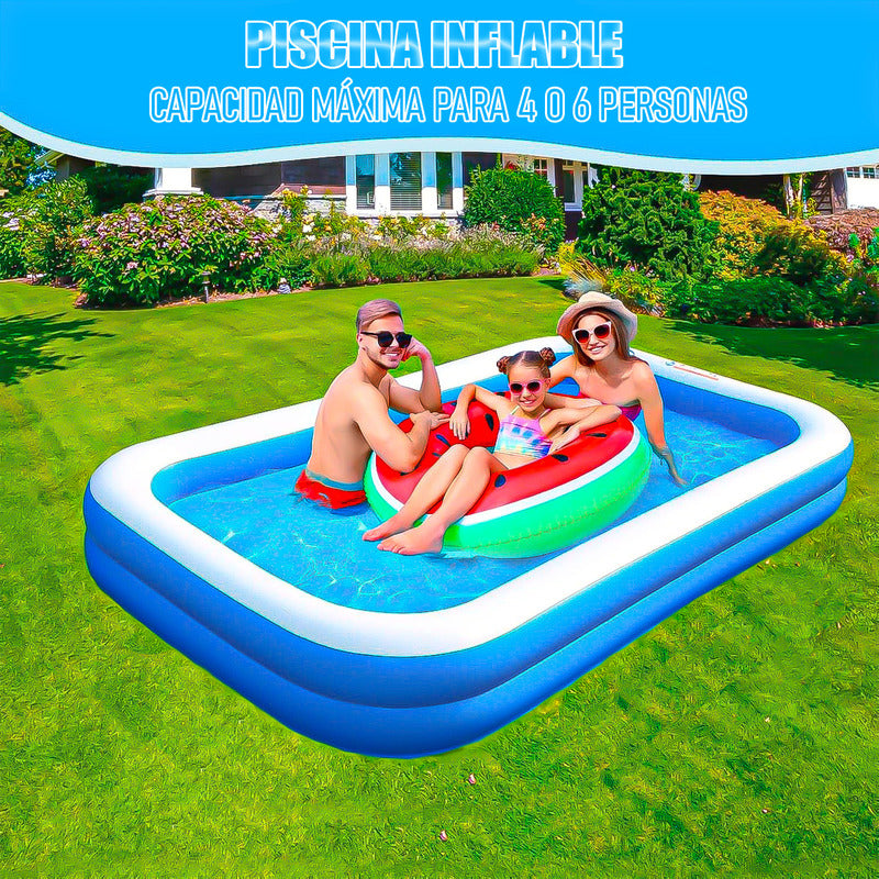 Piscina Para Niños Piscina Rectangular Familiar 3 Metros Azul