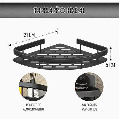 Organizador De Ducha Adhesivo En Aluminio Okshop Negro