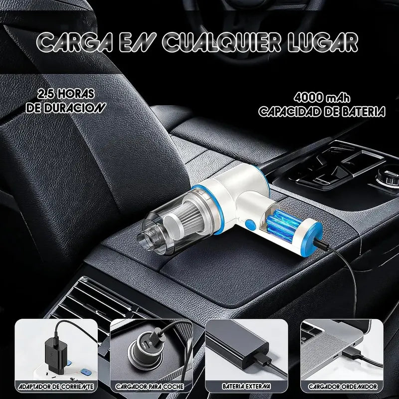 Aspiradora De Mano Okshop Inalámbrica Portátil Para Auto Y Hogar, Blanca Blanco