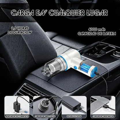 Aspiradora De Mano Okshop Inalámbrica Portátil Para Auto Y Hogar, Blanca Blanco