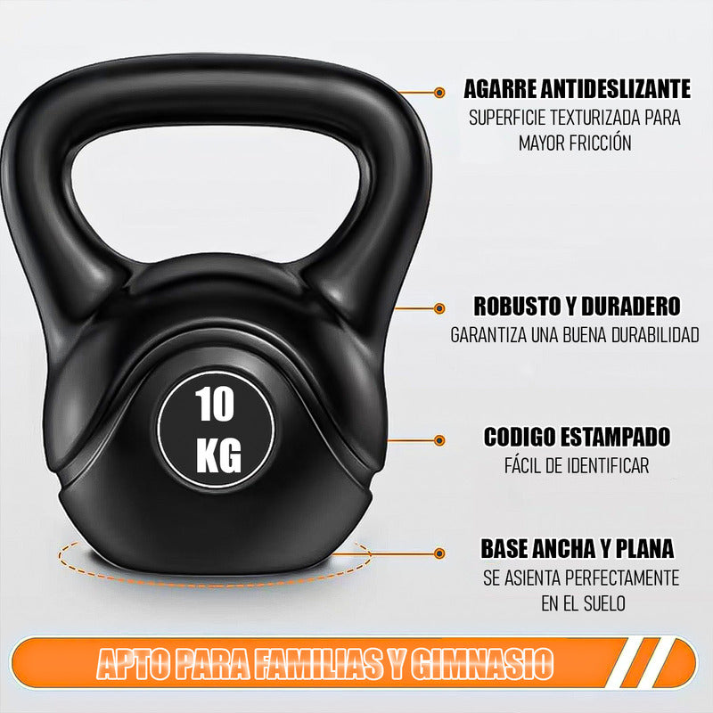 Pesa Rusa 10kg Pesa Kettlebell Mancuerna Ejercicio Crossfit Negro
