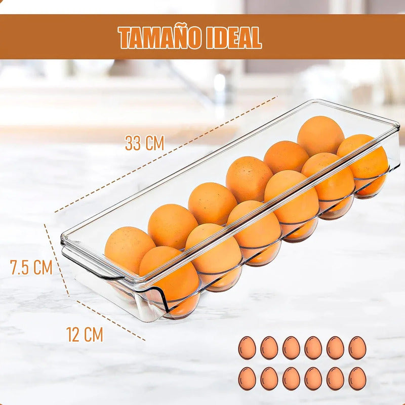 Organizador De Huevos Okshop Apilable Para 12 Unidades Con Tapa Transparente