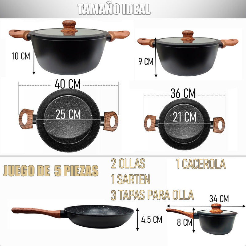 Juegos De Olla Bateria De Ollas Juego De Bateria Keep 7 Pcs Negro