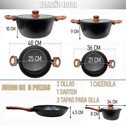 Juegos De Olla Bateria De Ollas Juego De Bateria Keep 7 Pcs Negro