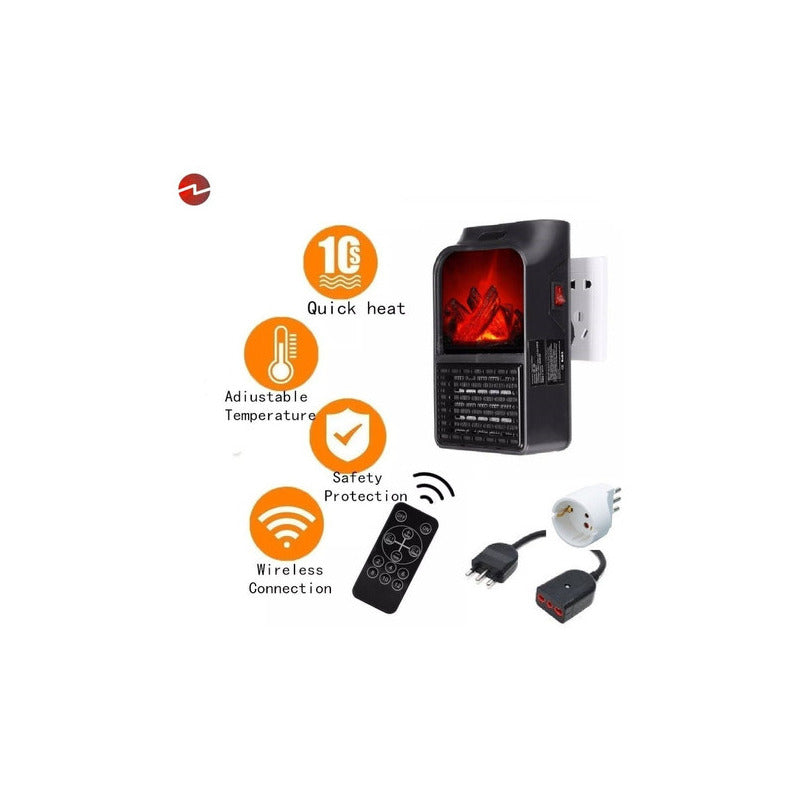 Mini Calefactor Calentador Electrico Portatil 900w Estufa Negro