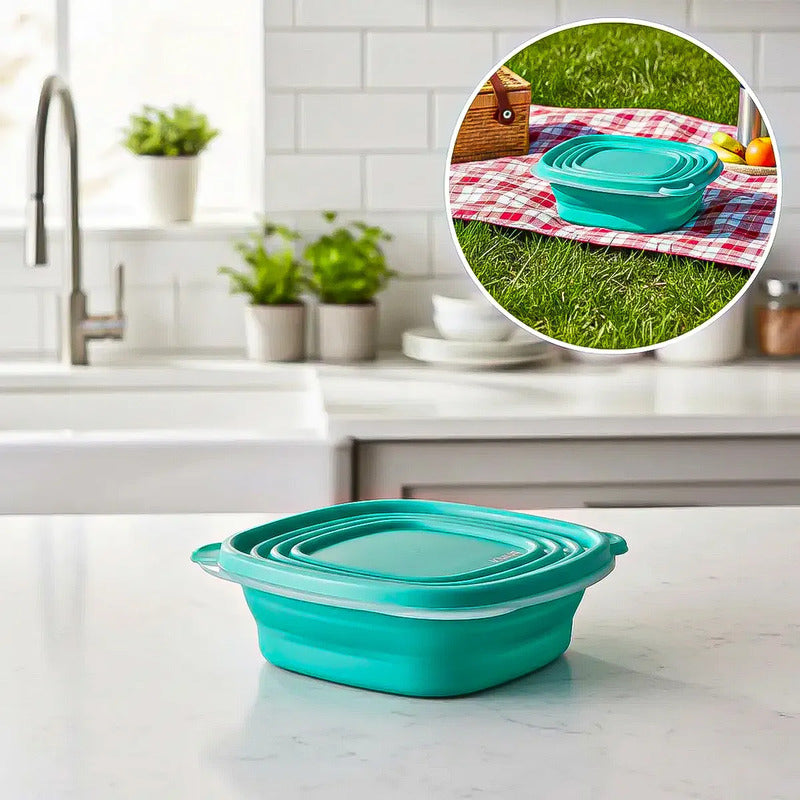 Pack 6 Taper Keep Tupper Plastico Contenedor Alimentos 670ml Verde