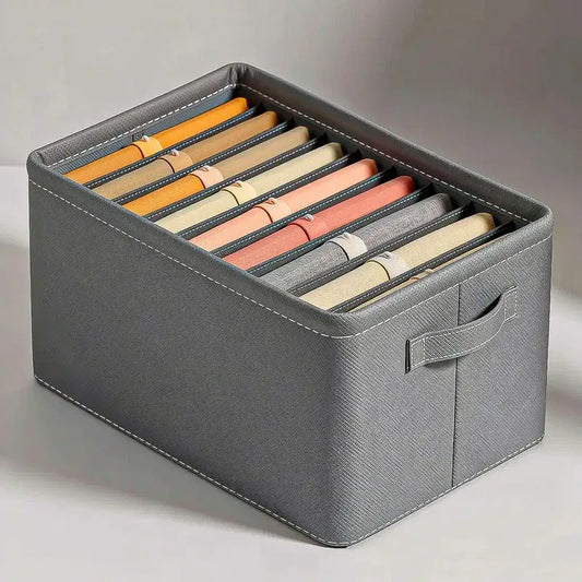 Organizador De Ropa Plegable Con 9 Divisores Gris De Tela Para Cajón