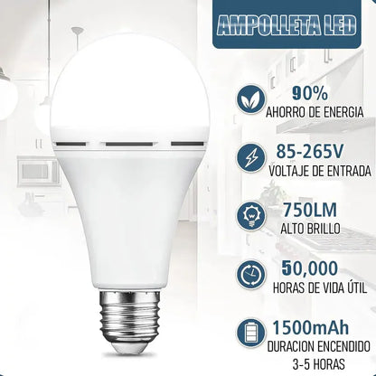 Ampolleta Led Inteligente Arcashopping 12w Recargable E27 Luz Blanca Fría Blanco Frío