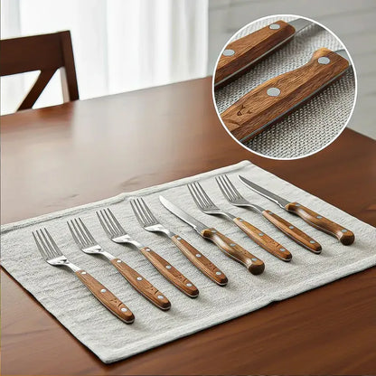 Set De Cuchilleria Set Cuchillos Y Tenedores Wayu Cubiertos Madera Acacia Okshop Juego De Cuchillos Y Tenedores Con Mango De Madera Cubiertos Inoxidables Juego De Cuchilleria Set Servicio