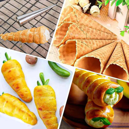 Pack 12 Molde Cannoli Metálico Molde Croissant Molde Cono Gris