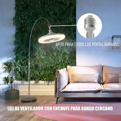Lámpara De Techo Ventilador Arcashopping Led Con Control Remoto Y Roscada E27 Blanco