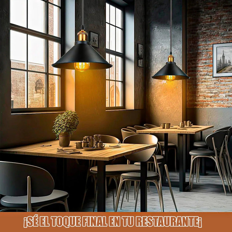 Lámpara Colgante Retro Techo Negro Okshop Led Cocina Comedor