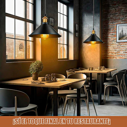 Lámpara Colgante Retro Techo Negro Okshop Led Cocina Comedor