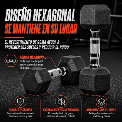 Mancuerna Hexagonal Okshop De 3 Kg Con Mango Antideslizante Negro