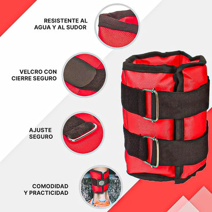 Pesas Para Tobillos 2kg Bandas Elasticas Resistencia 29.4kg Rojo