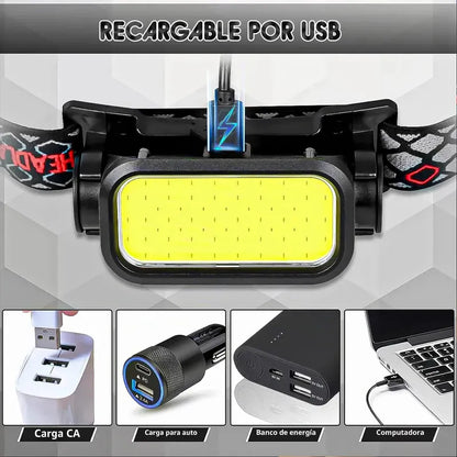 Linterna Recargable Cabeza Linterna Frontal Recargable Lintenta Tactica Okshop Linternas Led Potentes Linterna Cabeza... Negro Blanca Y Roja