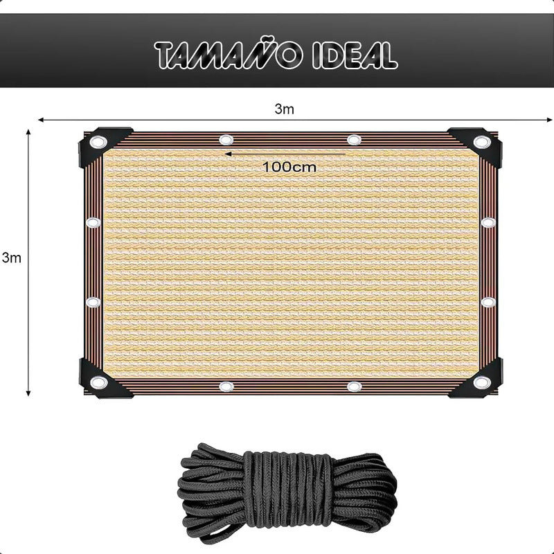 Pack 2 Toldo Vela 3x3m Toldo Rectangular Malla Sombreadora Beige