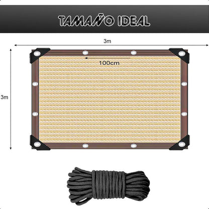 Pack 2 Toldo Vela 3x3m Toldo Rectangular Malla Sombreadora Beige