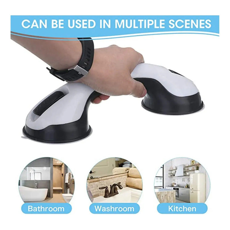 Barra De Seguridad Para Baño Con Ventosas Y Superficie Antideslizante Okshop Negro/blanco