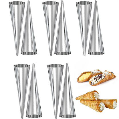 Pack 10 Molde Cannoli Metálico Molde Croissant Molde Cono Gris