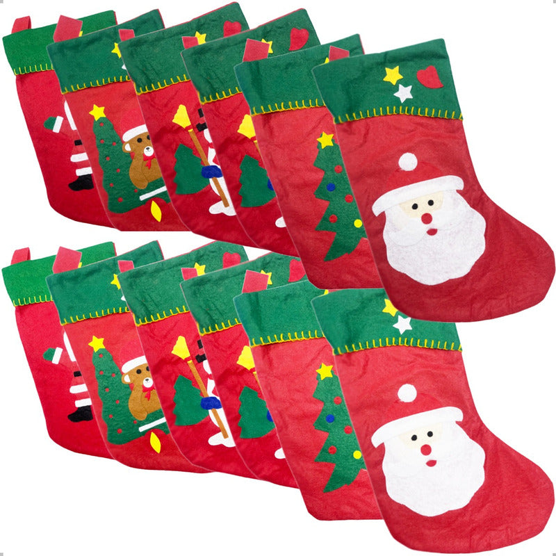 Pack X12 Botas Navideñas Adornos De Navidad Botas Colgantes Rojo Botas Navideñas