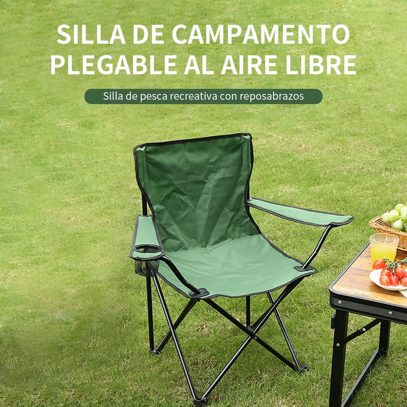 Silla Plegable Silla De Playa Camping Porta Vaso Portatil Color Rojo