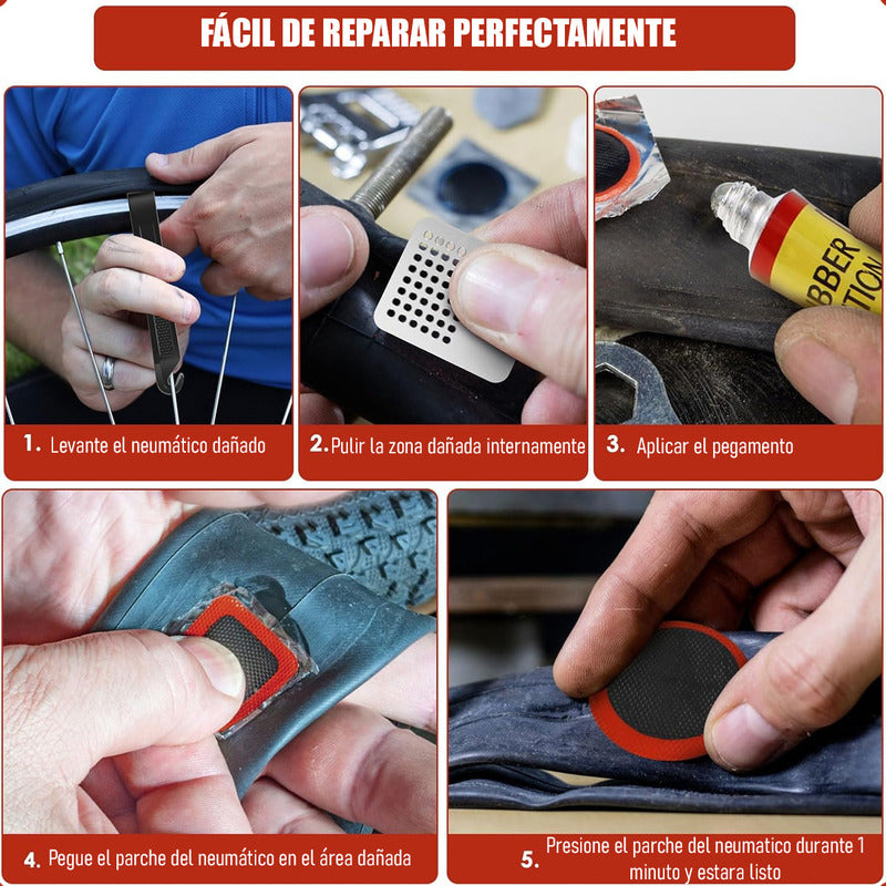 Kit Herramientas Bicicletas Parche Pinchazo Bici Reparacion Negro