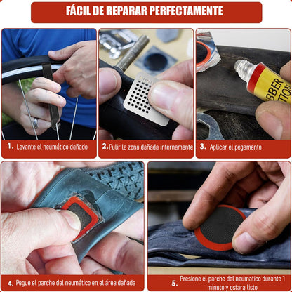Kit Herramientas Bicicletas Parche Pinchazo Bici Reparacion Negro