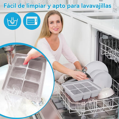 Pack X2 Molde Hielo Cubetas De Hielo Con Tapa Bandeja Hielo