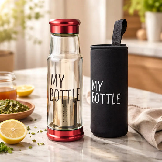 Infusor De Te Botella Infusor De Vidrio Infusor Te 550 Ml Rojo