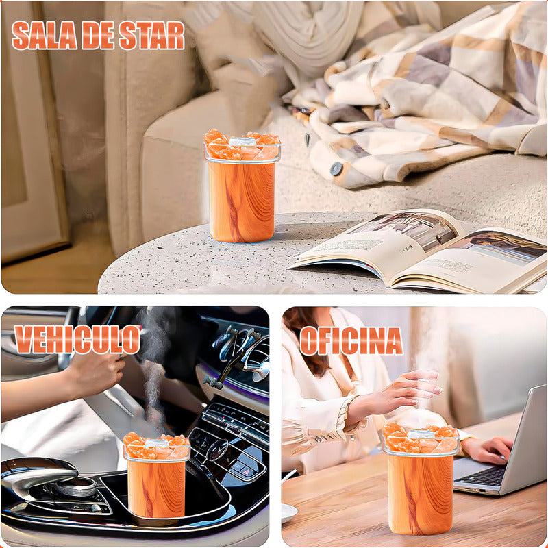 Humidificador Arcashopping Sal De Roca 280 Ml Luz Nocturna Usb Marrón Claro