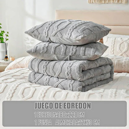 Plumon 1.5 Plazas Edredon De Cama Cubrecama Chiporro Coberto Negro