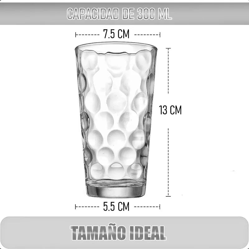 Set 6 Vasos De Vidrio Vasos Postres Juego De Vasos 300 Ml Vidrio Linea Recta