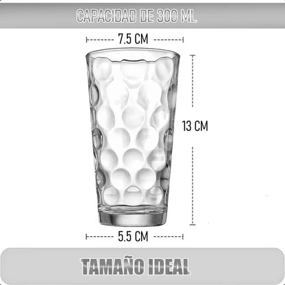 Set 6 Vasos De Vidrio Vasos Postres Juego De Vasos 300 Ml Vidrio Linea Recta