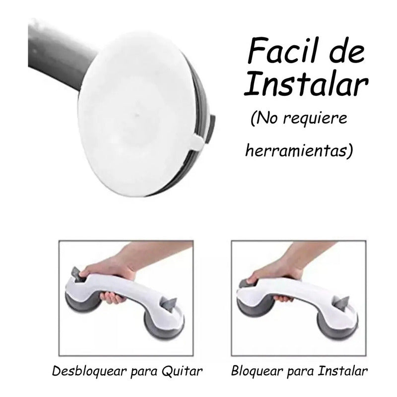 Barra De Seguridad Para Ducha Y Baño Okshop Abatible Con Ventosas Antideslizante Blanco Blanco/gris