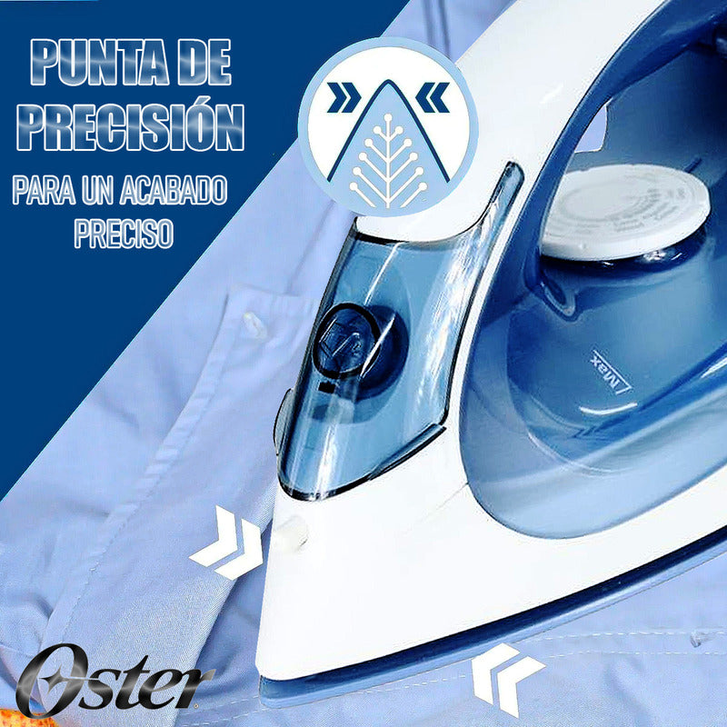 Plancha A Vapor Oster Con Base Antiadherente Y Control De Temperatura Blanco/azul