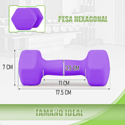 Mancuerna Hexagonal 2 Kg Set Mancuernas Pesa Hexagonal 2 Kg Azul