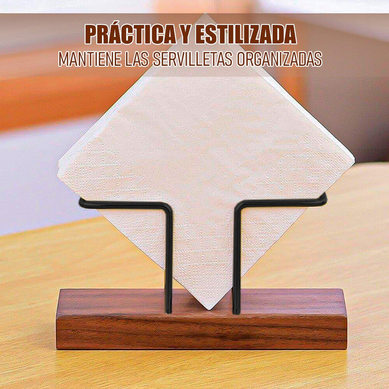 Servilletero Madera Wayu Pack 2 Servilletero Metálico Wayu Negro