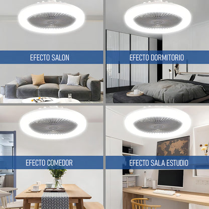 Lámpara De Techo Ventilador Arcashopping Led Con Control Remoto Y Roscada E27 Blanco