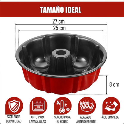 Molde Reposteria Molde Queques Gelatina Metalico Hueco Fuerte Moldes Para Queque Metalicos Antiadherente Moldes Para Pan Redondos Chapa Acero Molde Tortas Color Rojo Okshop