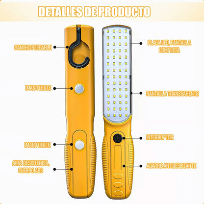 Luz De Trabajo Led Recargable Usb-c Okshop Pack 2 Con Imán Y Gancho Amarillo