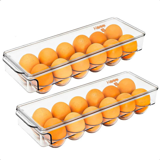 Pack 2 Organizador De Huevos Dispensador 12 Huevos Keep Porta Huevos Plastico Apilable Libre Bpa Okshop Organizador Huevos Despensa Huevera Plastica Congelador Hueveras Camping Transparente