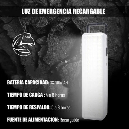 Luces De Emergencia Luces De Emergencia Recargable Lamparas De Emergencia Recargables Batería Recargable Portátil Abs Pack 2 Luz Campamento Mango Ergonómico Blanco/negro Okshop