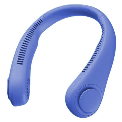 Ventilador De Cuello Portátil Recargable Usb Con 3 Velocidades Y Diseño Ergonómico Azul