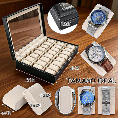 Porta Relojes Organizador De Reloj Caja De Reloj 24 Pzas Negro