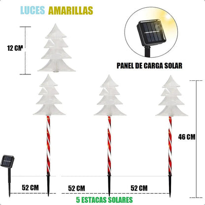 Pack X5 Luces Navideñas Estacas Solares Luces Navidad Solar Luces Arbol Calida