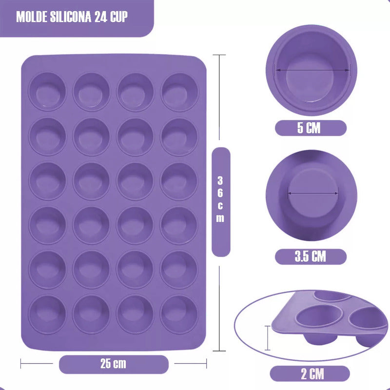 Pack 2 Molde Silicona Cupcakes 24 Cavidades Antiadherente Verde Okshop