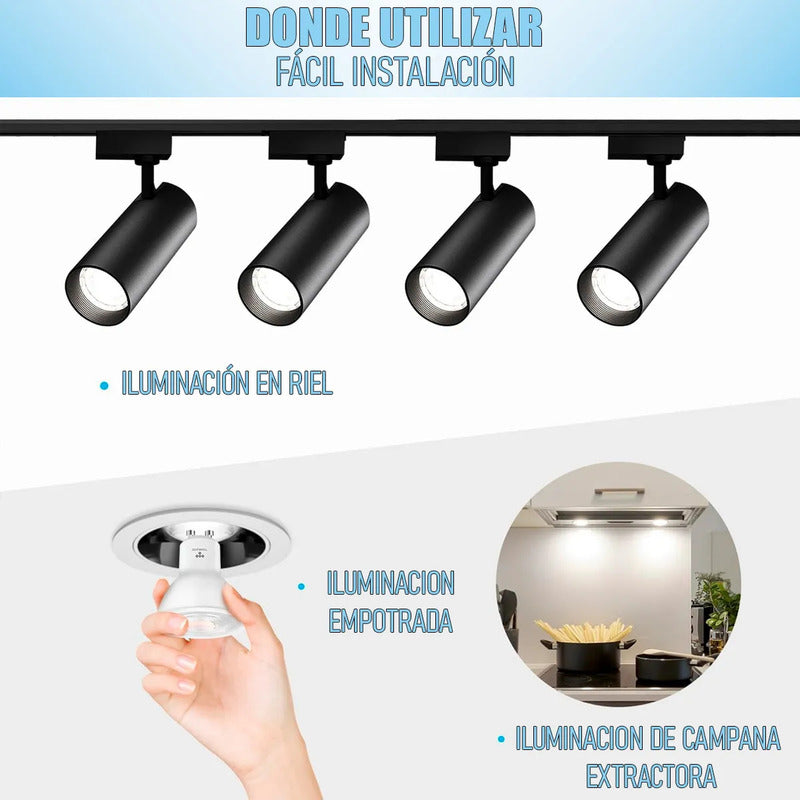 Ampolleta Led Gu10 7w Lampara Led Gu10 38° Ampolleta Gu10 Blanco Frio 630lm Foco Bulbo Hogar Focos Riel Iluminacion Empotrada Ampolletas Led Gu10 7w 6.500k Interiores Okshop
