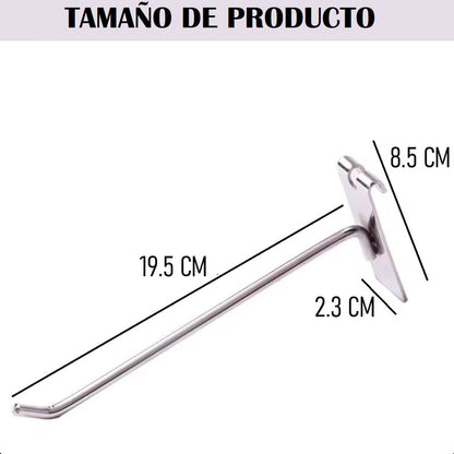 Pack X50 Ganchos Exhibidores Gancheras Panel Ranurado 20 Cm Metal