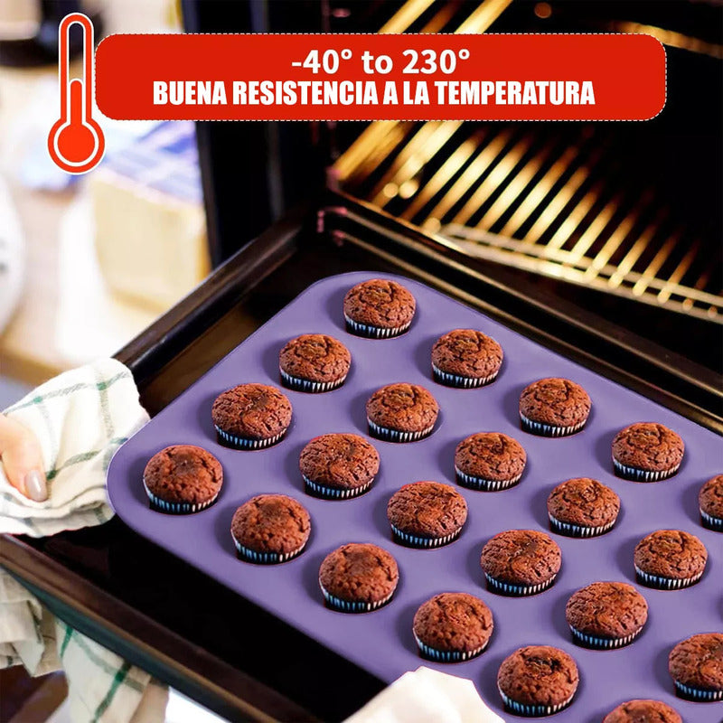 Pack 2 Molde Silicona Cupcakes 24 Cavidades Antiadherente Verde Okshop